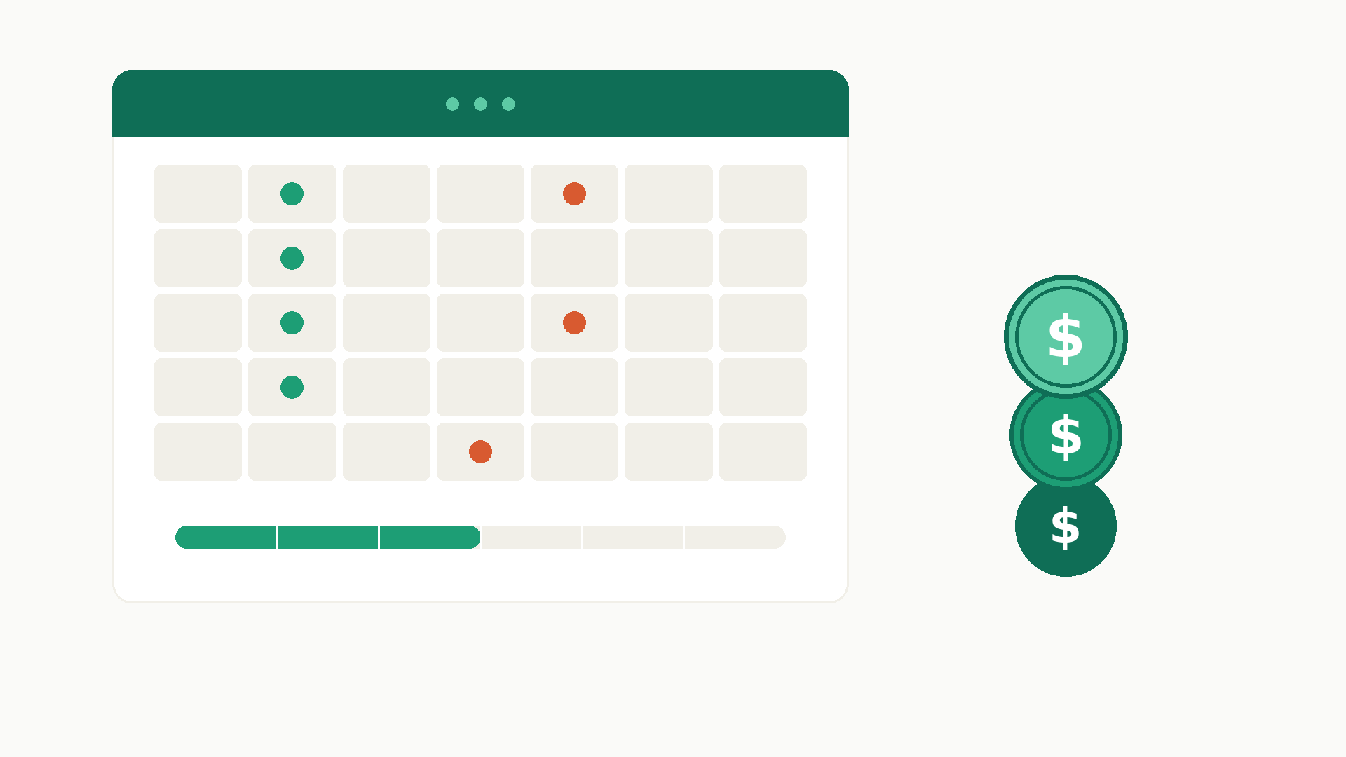 Budgeting worksheet and calendar showing loan repayment planning